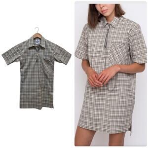 The Ragged Priest Drawback Women’s Grunge Plaid Boxy Tunic Dress XS Metal Chain
